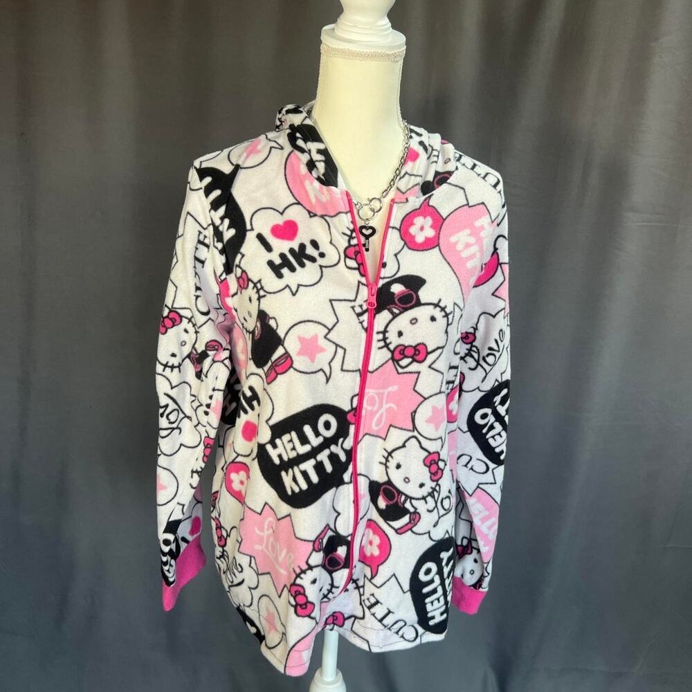 Hello kitty upcycled zip up hoodie